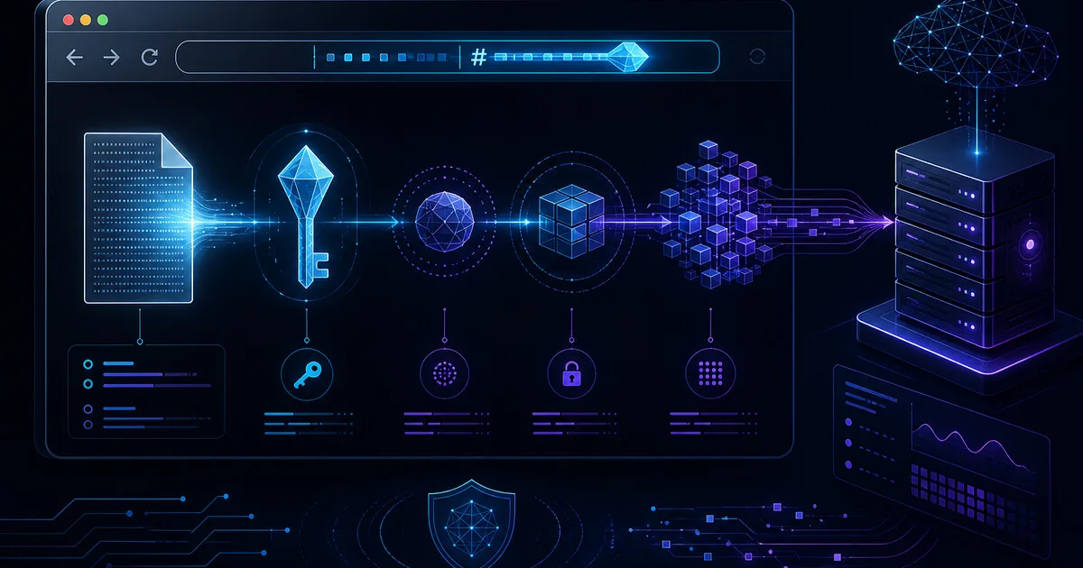 Browser Web Crypto AES-256-GCM encrypting a secret before ciphertext upload to the server